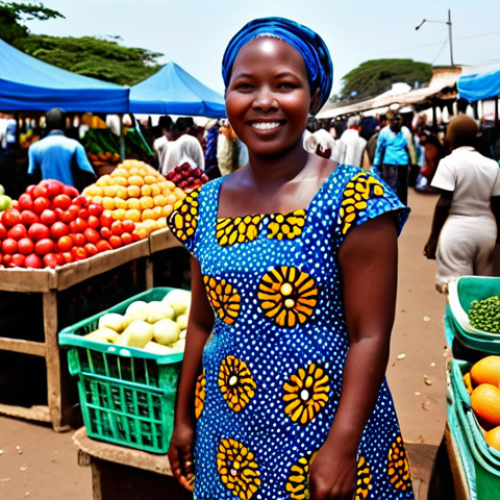Home 7 **
"A professional Mozambican woman in a modest, colorful *capulana* dress, selling vibrant fruits and vegetables at a bustling marketplace in Maputo, fully clothed, appropriate attire, safe for work, perfect anatomy, natural proportions, professional photography, high quality, natural lighting, *family-friendly*."
**