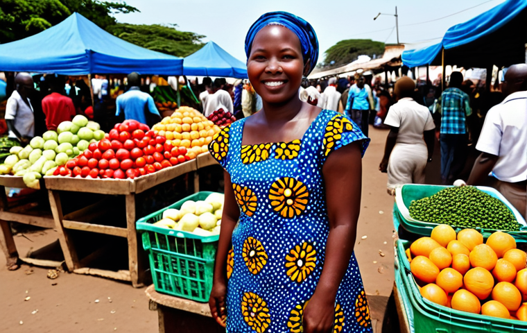 **
"A professional Mozambican woman in a modest, colorful *capulana* dress, selling vibrant fruits and vegetables at a bustling marketplace in Maputo, fully clothed, appropriate attire, safe for work, perfect anatomy, natural proportions, professional photography, high quality, natural lighting, *family-friendly*."
**
